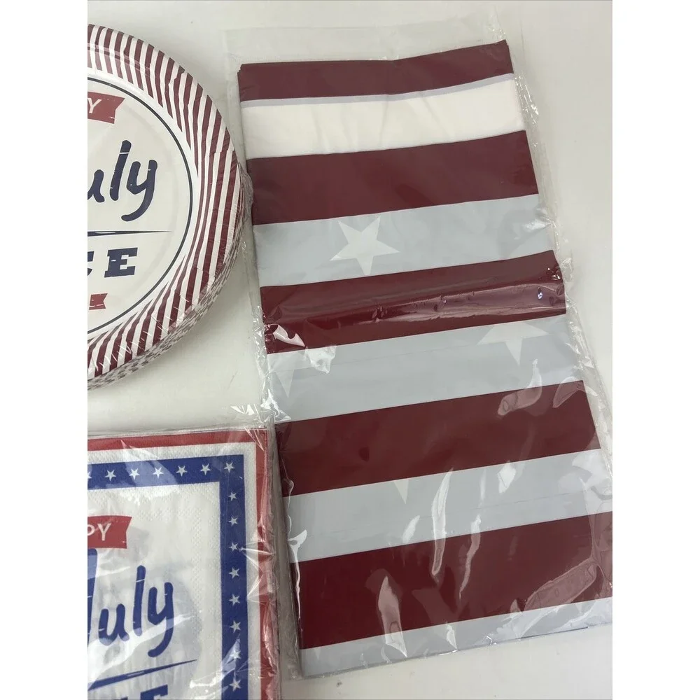 4th of July Party Set Plates Napkins Patriotic USA Red White Blue
